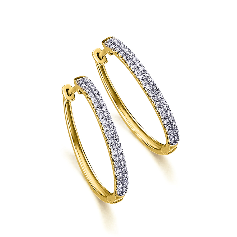 Argolas em ouro e 2 fileiras de diamantes
