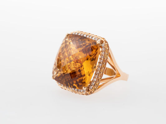 Anel Imperador em ouro, diamantes, safira amarela e citrino