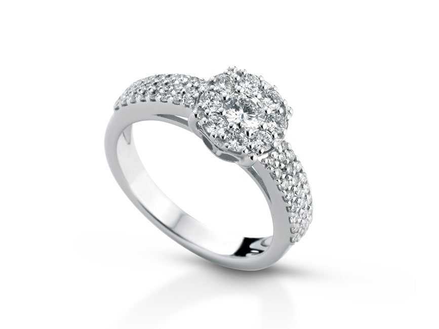 Anel Coroa em ouro branco e diamantes