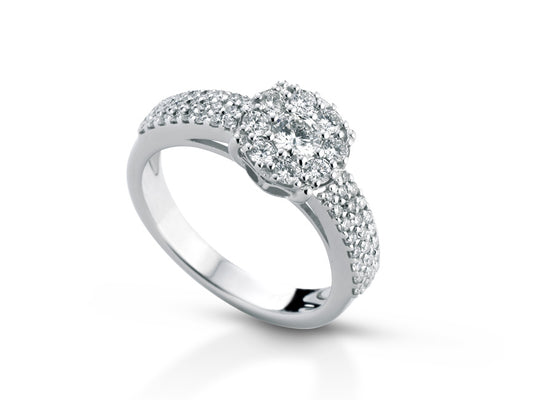 Anel Coroa em ouro branco e diamantes