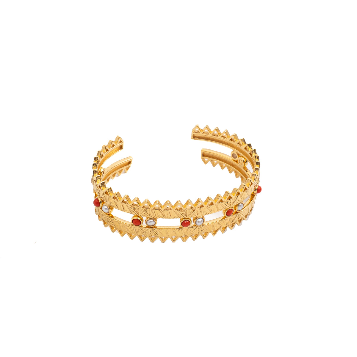 Slave bracelet in gilded silver and coral.