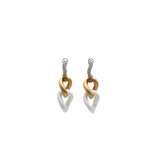 Brincos Infinito em ouro, diamantes e cerâmica