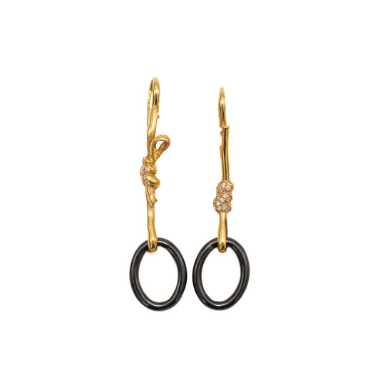Brincos Argola compridos em ouro e diamantes