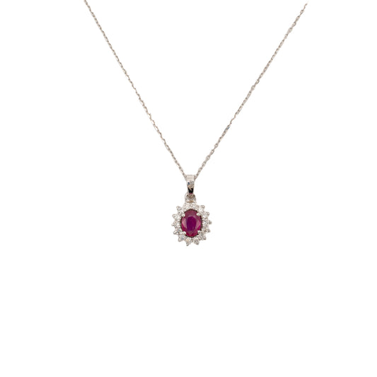 Fio Lady D em ouro branco, diamantes e rubi