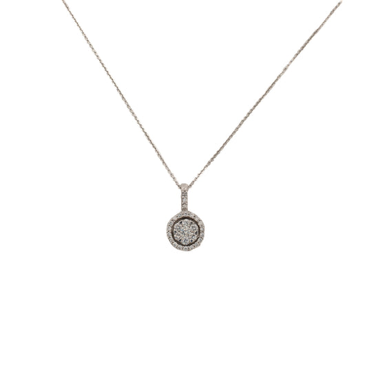 White gold necklace with a circle of diamonds.