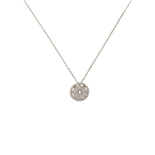 Fio em ouro branco e círculo floral em diamantes