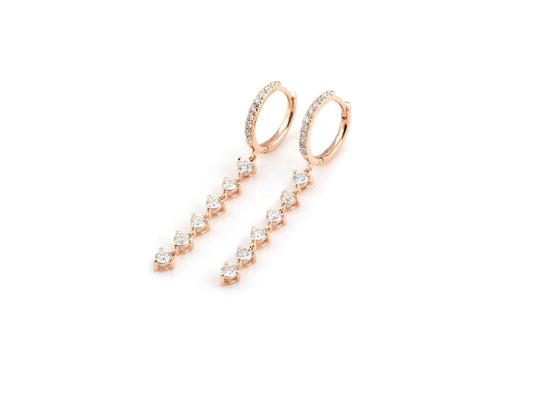 Brincos cascata em ouro rosa e diamantes