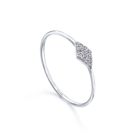 Anel losango em ouro branco e diamantes