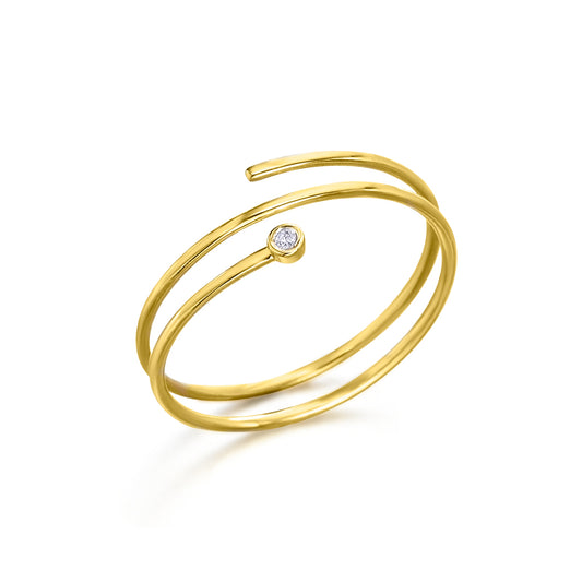 Anel espiral em ouro e diamante