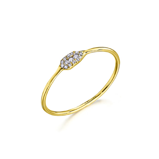 Anel folha em ouro e diamantes