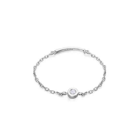Anel maleável em ouro branco e diamante central