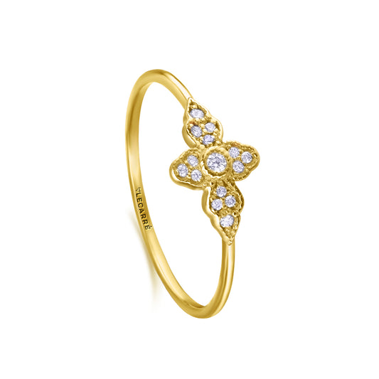 Anel pétala em ouro e diamantes