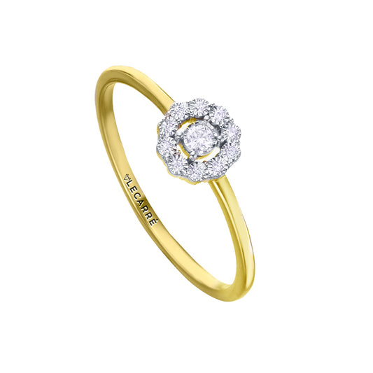 Anel em ouro e flôr de diamantes