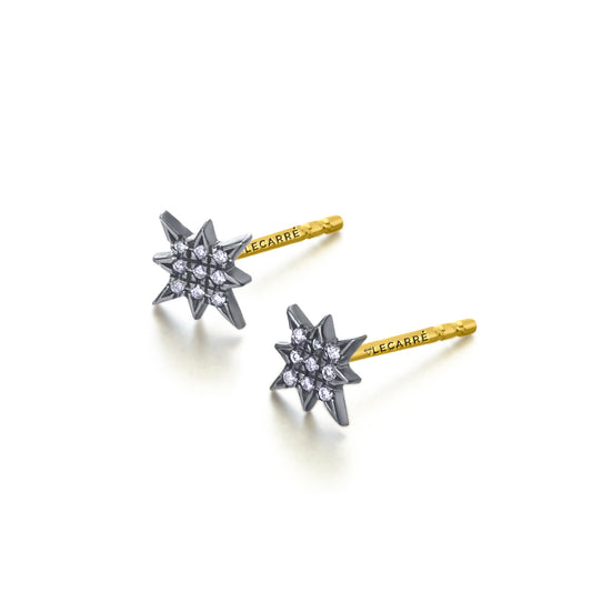 Brincos astro em ouro e diamantes