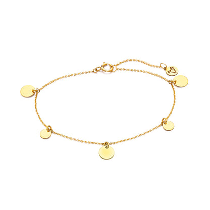 Pulseira com 5 chapas círculares em ouro