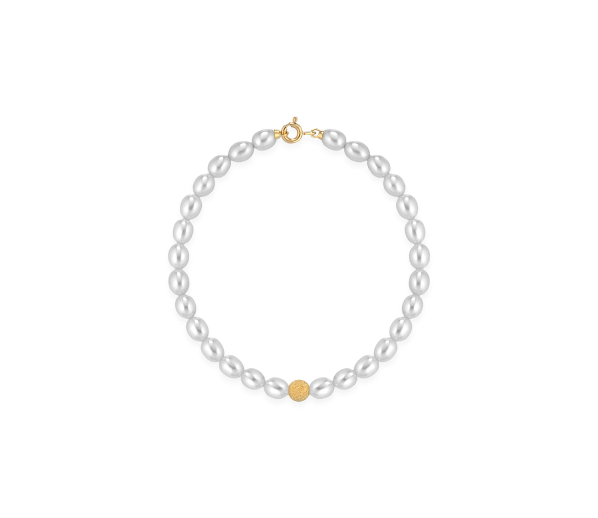 Pulseira em pérola natural e ouro