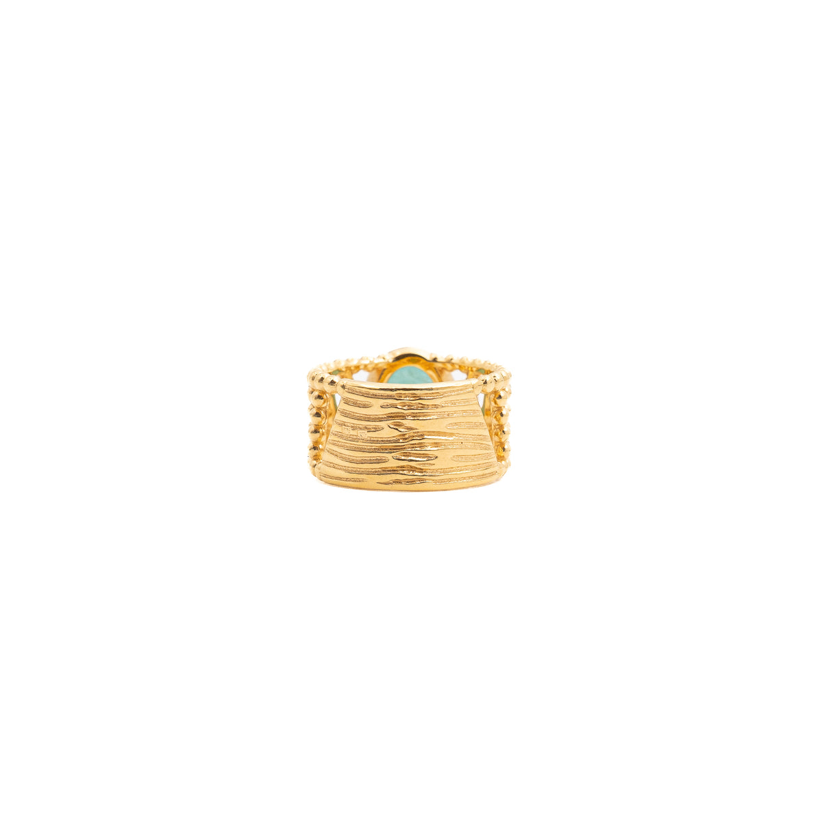 Anel em prata dourada e amazonite