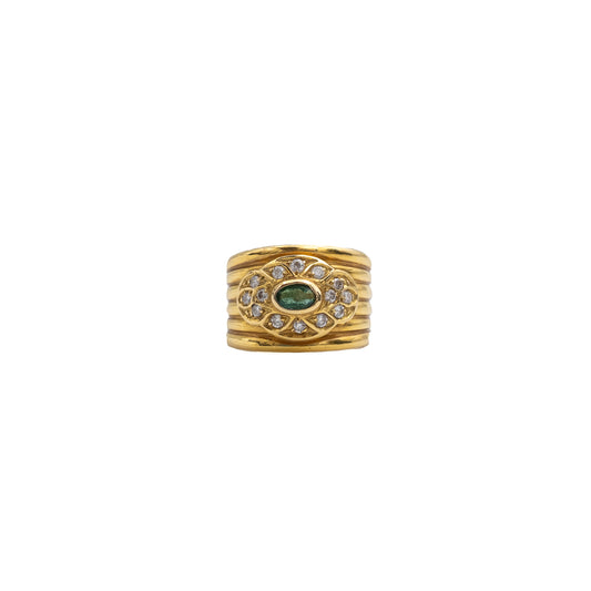 Anel em ouro, esmeralda e diamantes