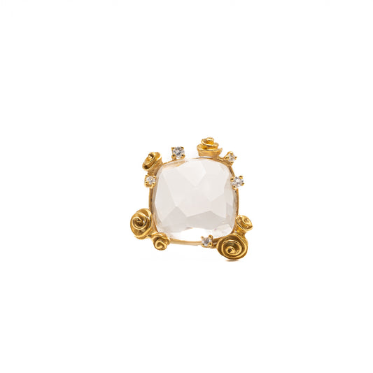 Garden ring in gold, quartz and diamonds.