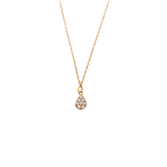 Rose gold necklace with a diamond drop.