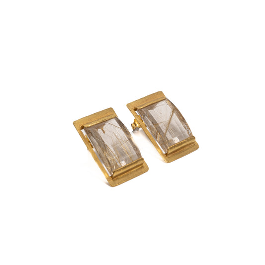 Brincos em ouro e quartzo rutilado