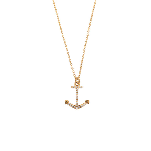 Anchor necklace in gold and diamonds
